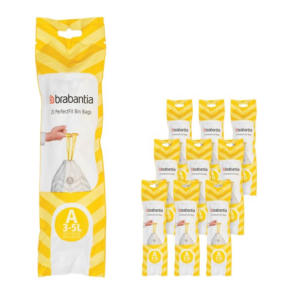 Brabantia PerfectFit avfallsposer 3L 200-pack kode A hvit
