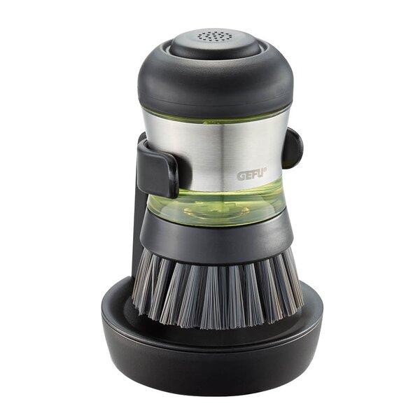 Gefu Swift oppvaskbørste med dispenser 50 ml og holder svart