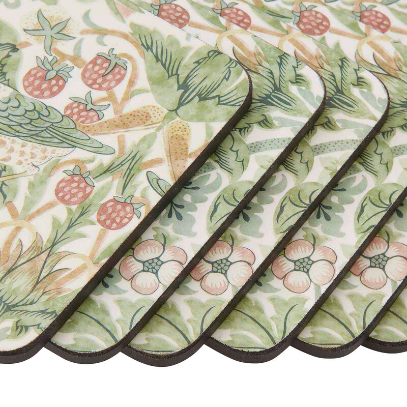Spode Strawberry Thief glassunderlag 6 stk grønn