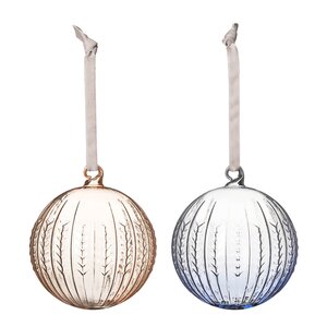 Rörstrand Swedish Grace glasskule 8 cm 2 stk Jubileum & blå