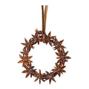 Holmen Anis julepynt krans 10 cm natur/glitter