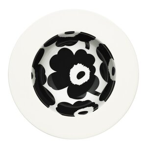 Marimekko Unikko dyp asjett 20 cm hvit/svart