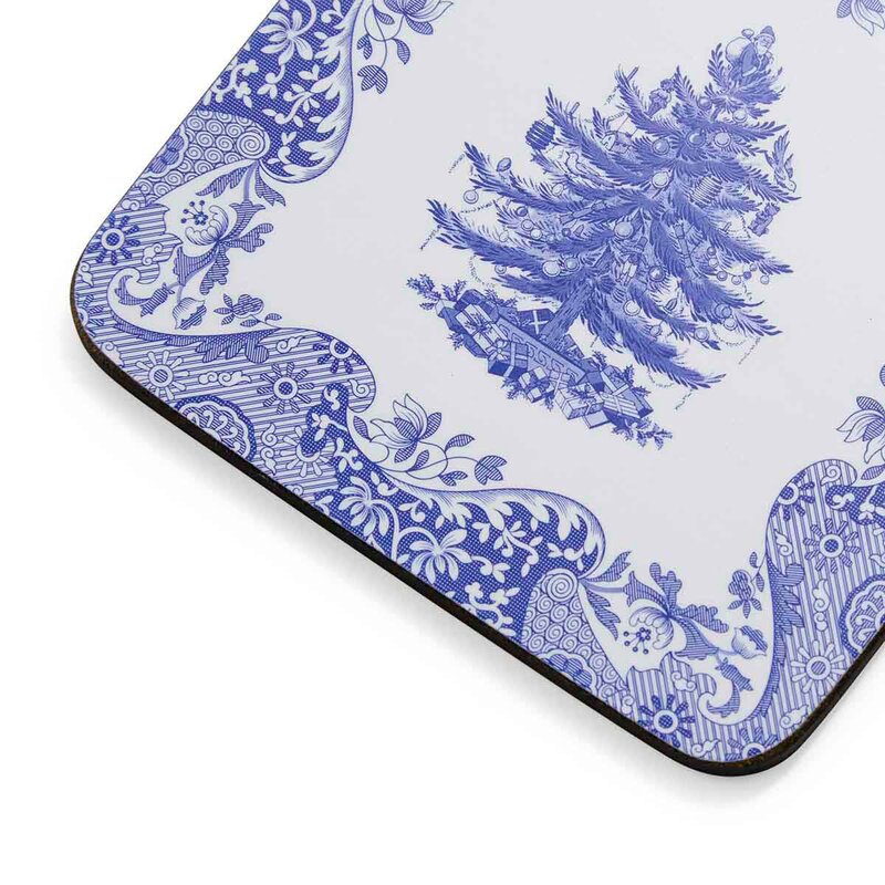 Spode Blue Italian Christmas Tree glassbrikke 6 stk blå/hvit