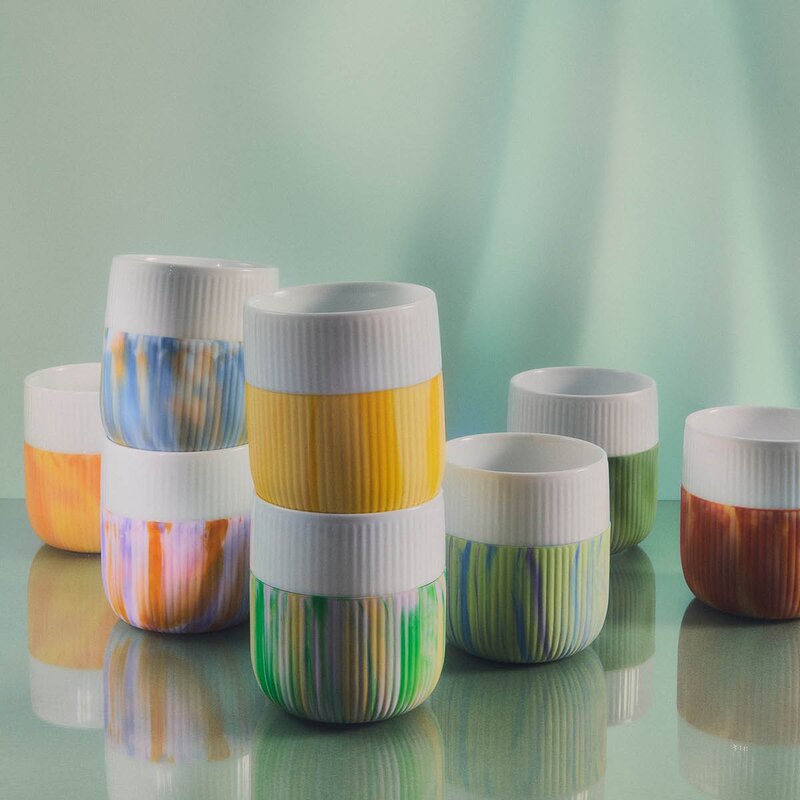 Royal Copenhagen Riflet Contrast krus 35 cl solskinn gul