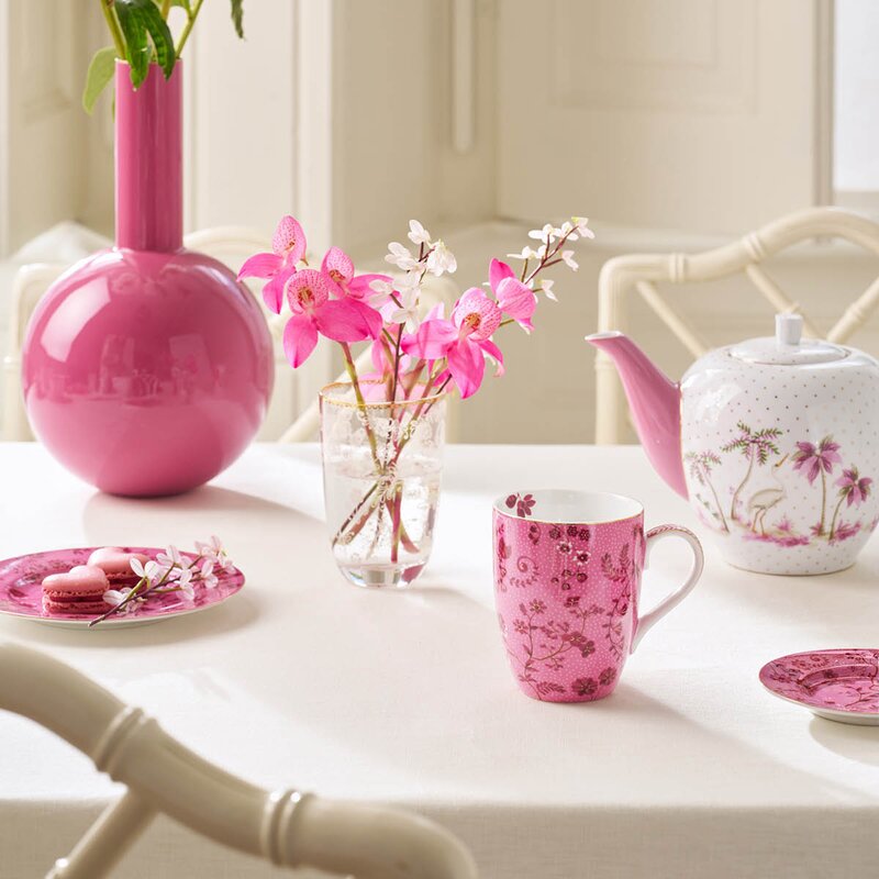 Pip Studio Jolie Flowers krus stor 36,5 cl rosa