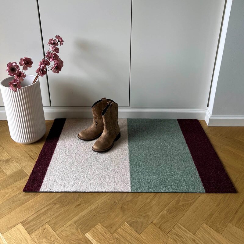Tica Copenhagen Stripes horisontal gulvmatte 90x60 cm bordeaux/green/ivory