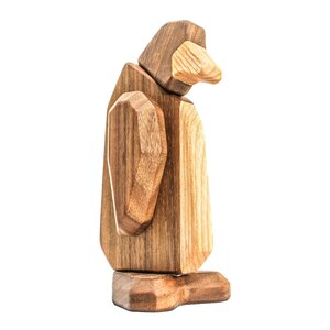 FableWood Pingvin trefigur 13 cm valnøtt/ask