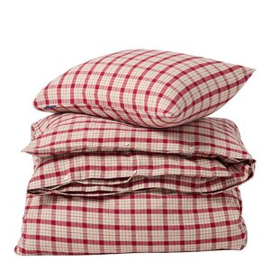 Lexington Sengesett flanell 140x200 cm rutete rød/beige