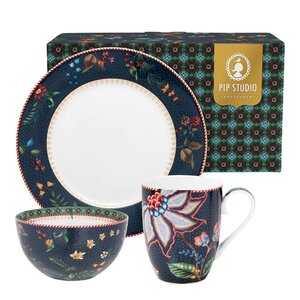 Pip Studio Berry Blues frokostsett 3 deler blå