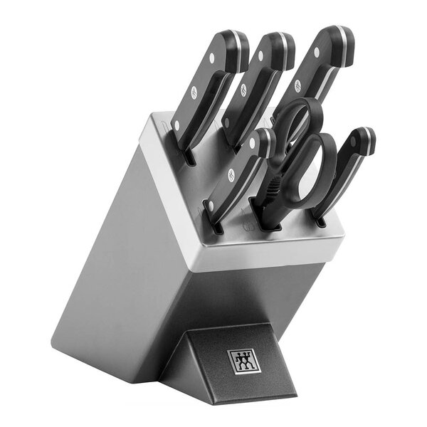 Zwilling Gourmet knivsett med selvslipende blokk 7 deler sølv/grå