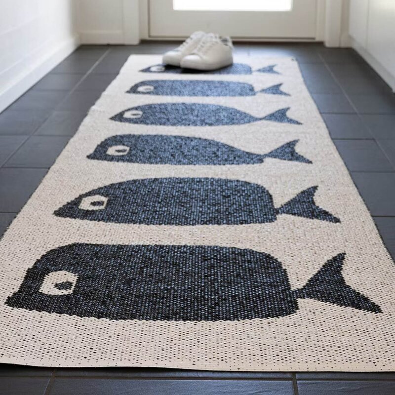 Rotor Design Gangteppe Whale 250x70 cm svart/hvit