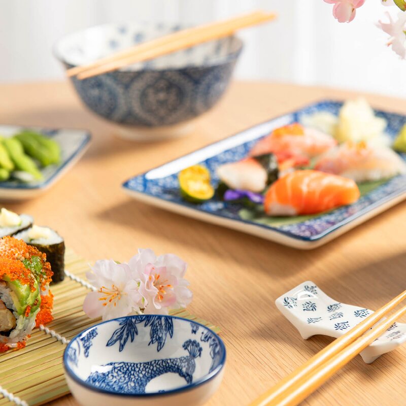 Stiernholm Sakura tallerken 25x16 cm blå/hvit