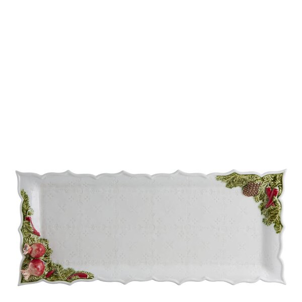 Bordallo Pinheiro - Christmas Garland serveringsfat 43x18 cm hvit