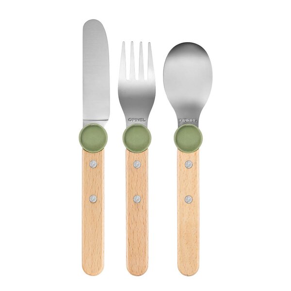 Opinel - Petit Gourmet barnebestikk 3 deler olivengrønn