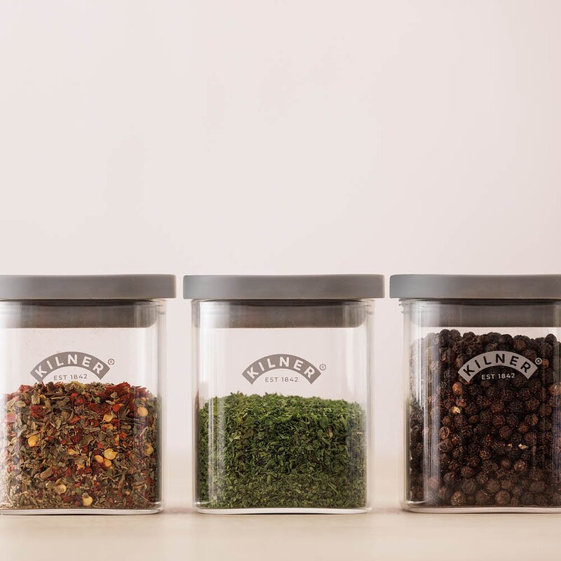 Kilner Fresh krydderkrukkesett 4 deler glass/grå