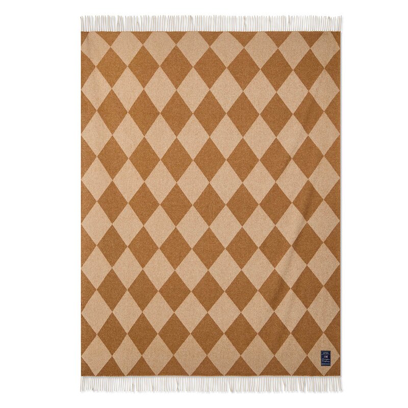 Lexington Argyle pledd ull 130x170 cm fudge/hvit