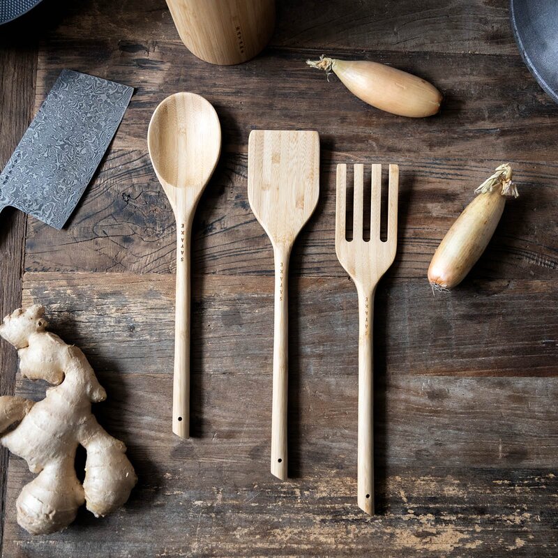 Satake Redskapssett trekjøkkenredskaper 3 deler bambus