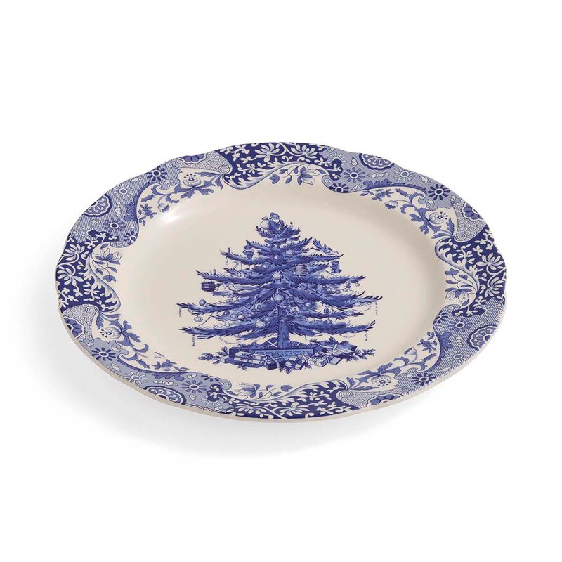 Spode Blue Italian Christmas Tree serveringsfat 31 cm blå/hvit