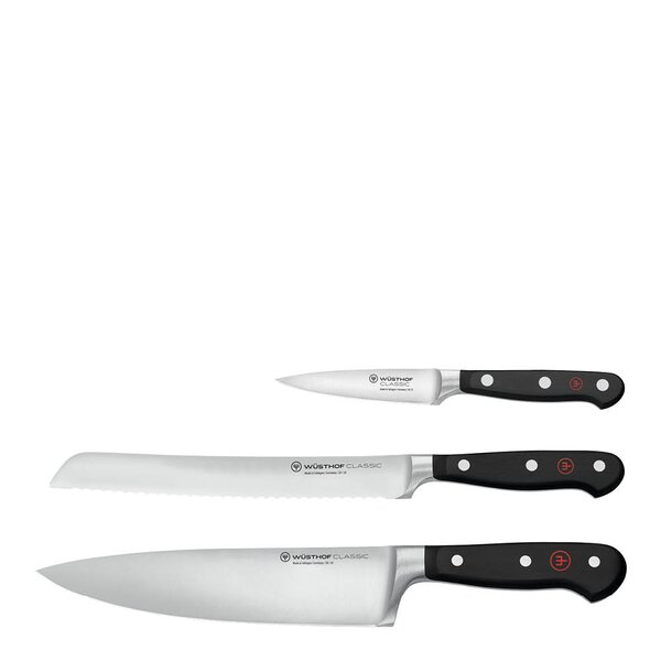 Wüsthof Classic Knivsett 3 deler, Kokkekniv + Brødkniv + Skrellekniv