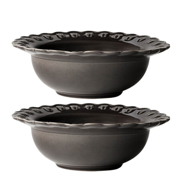 PotteryJo - TULIPA dyp tallerken 17 cm 2 stk almost black