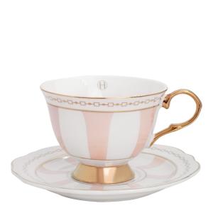 Hilke Strisce kopp med skål 22 cl Rosa/gull