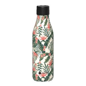 Les Artistes Bottle Up Design termoflaske 0,5L hvit/grønn/rosa med palmedekor