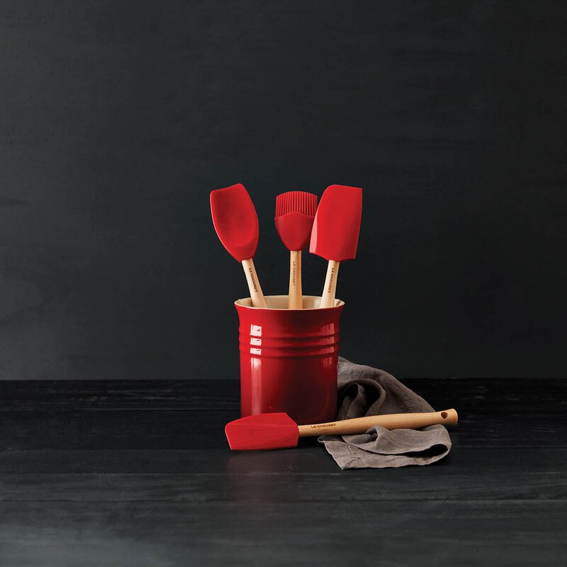 Le Creuset Sett m/4 Craft redskaper i redskapkrukke cerise