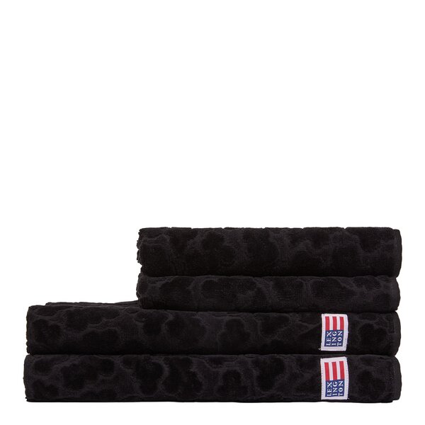 Lexington Velour Jacquard bladmønstret håndkle 70x130 cm svart