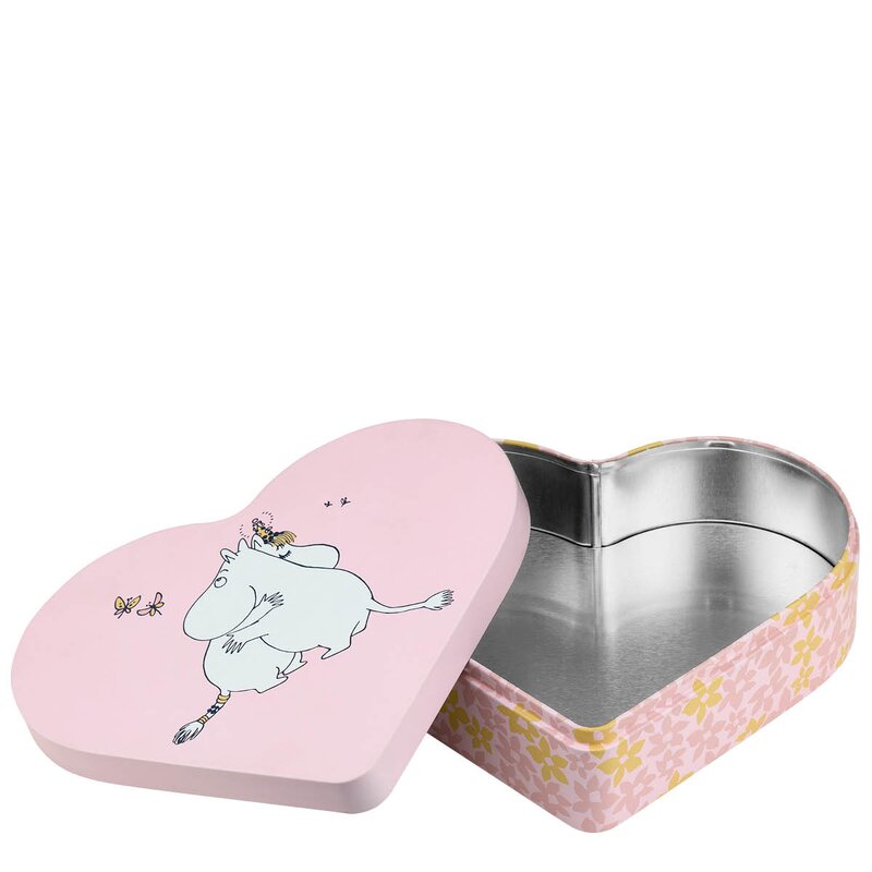 Muurla Mummi metallboks hjerteformet Klem 18x14,5 cm rosa