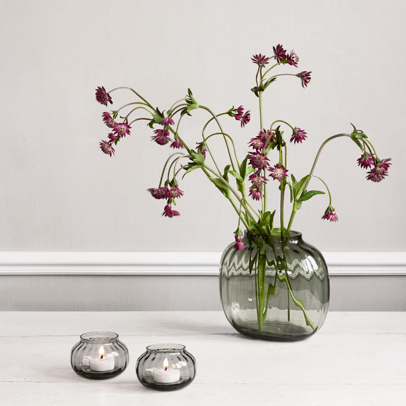 Holmegaard Primula oval vase 17,5 cm smoke