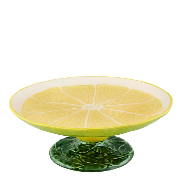 Bordallo Pinheiro Citron kakefat på stett 33 cm sitrongul/grønn