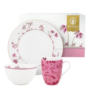 Pip Studio Jolie frokostsett 3 deler rosa
