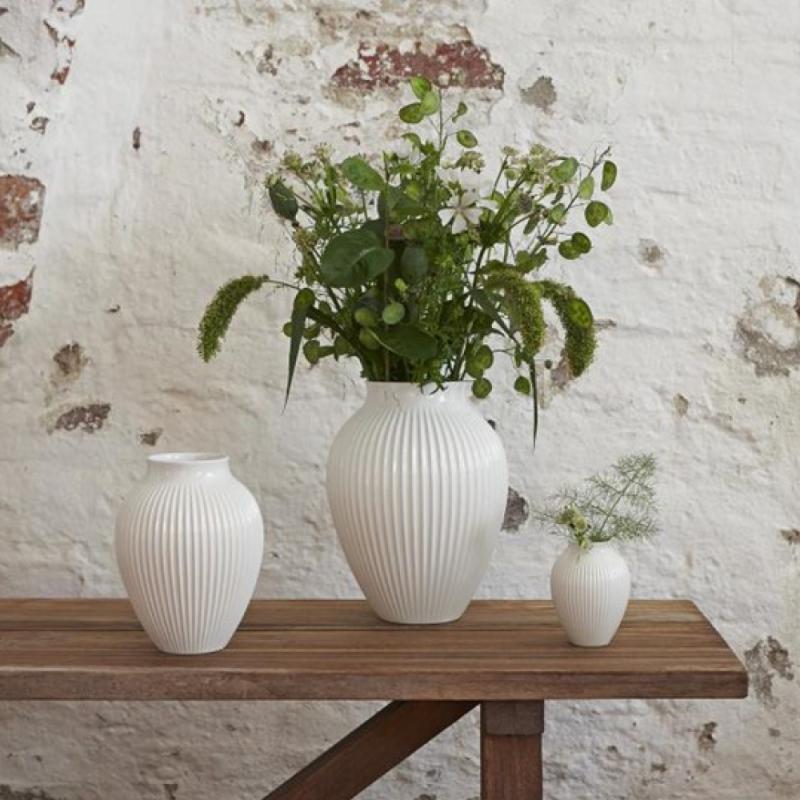 Knabstrup Keramik Vase riller 35 cm hvit