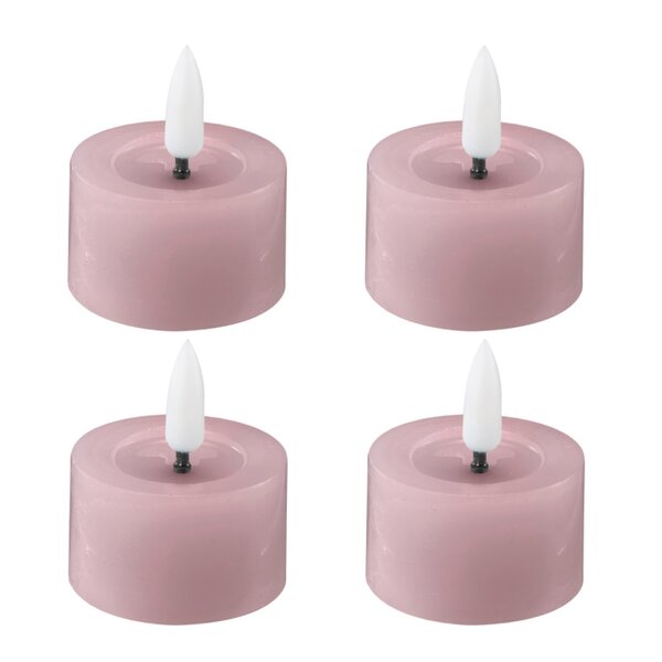 Edelweiss LED telys 4,5x2,5 cm 4 stk pastel rose