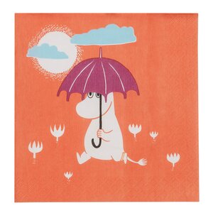 MoominArabia Mummi serviett 33x33 cm 20 stk Under paraplyen korallrød
