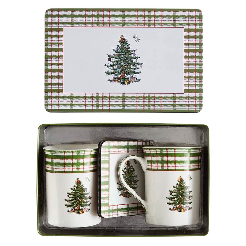 Spode Christmas Tree kopp og coaster-sett 34 cl
