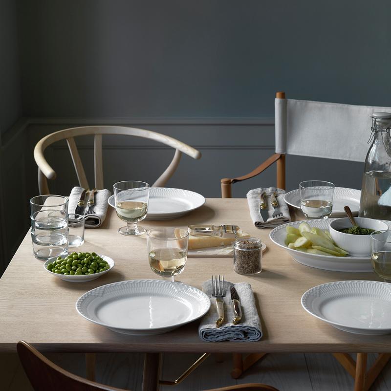 Royal Copenhagen Hvit Riflet Halvblonde tallerken 27 cm