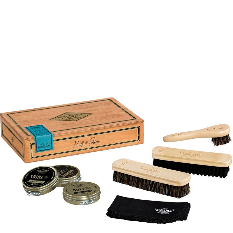 Gentlemen-s Hardware Skopleieset 7 deler i etui brun