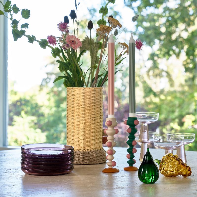 Villa Collection Styles vase m/ glassbeholder 17x28 cm lys gul