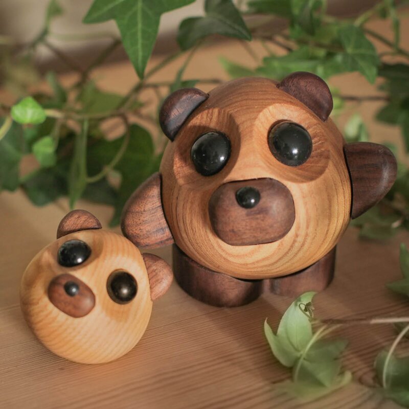 FableWood Teddy bjørn trefigur 8 cm ask/valnøtt