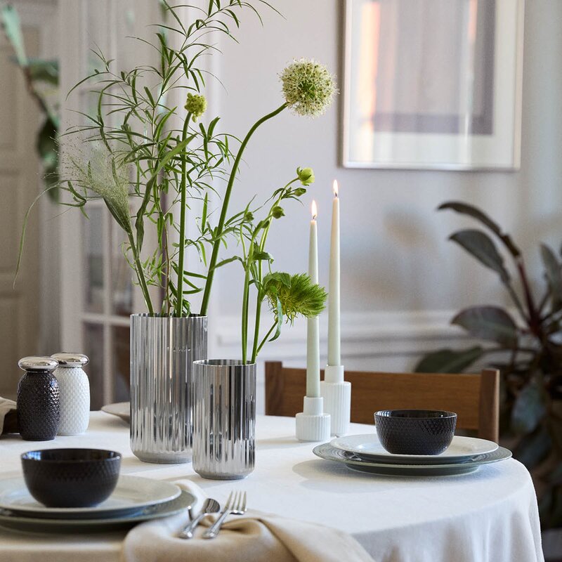 Lyngby Porcelæn Vase 15,5 cm rustfritt stål