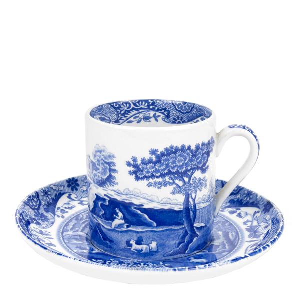 Spode Blue Italian kaffekopp med fat 9 cl