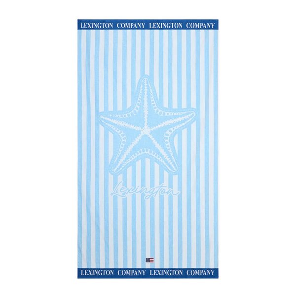 Lexington Strandhåndkle 180x100 cm velur/frotté blå/hvit