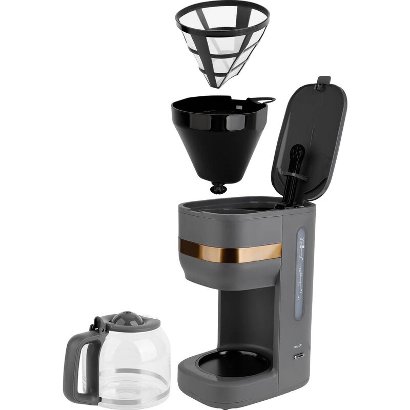 EMERIO Kaffetrakter 1,5L grå/gull