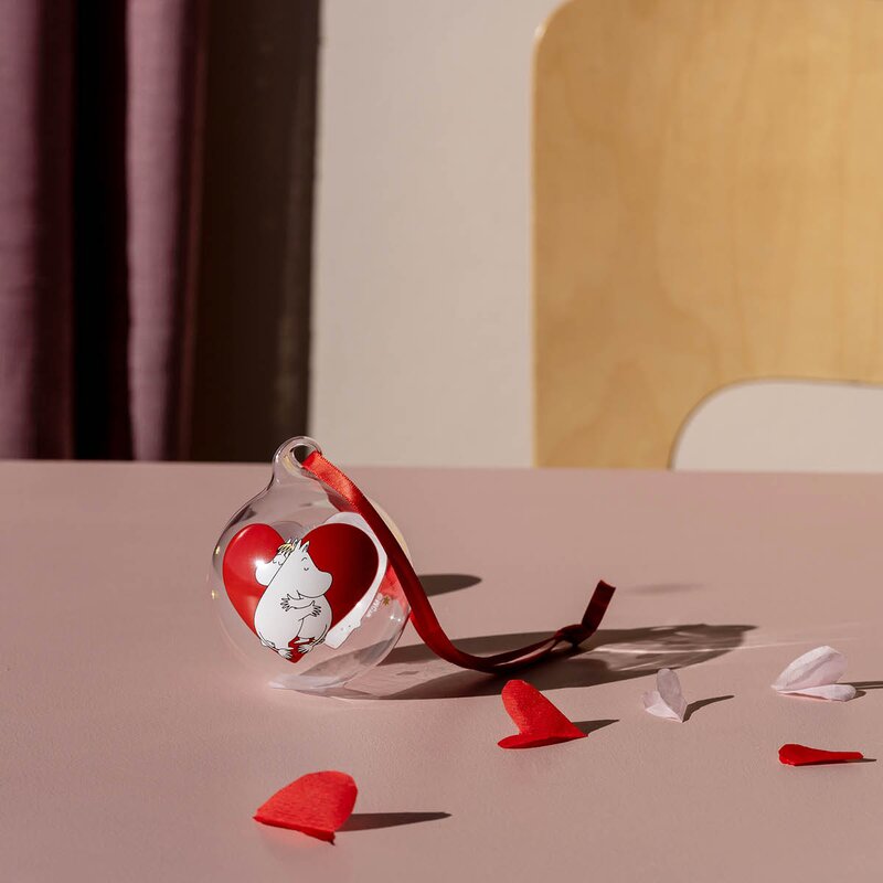 Muurla Mummi julekule 7 cm hjerte rød