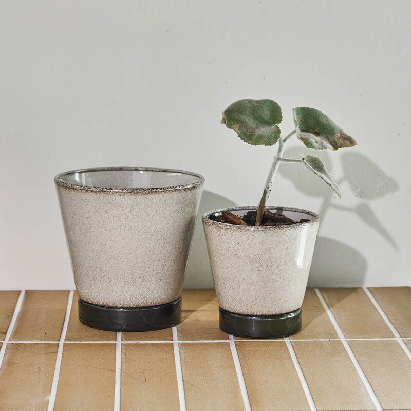 House Doctor Lima blomsterpotte 2 stk beige/grønn