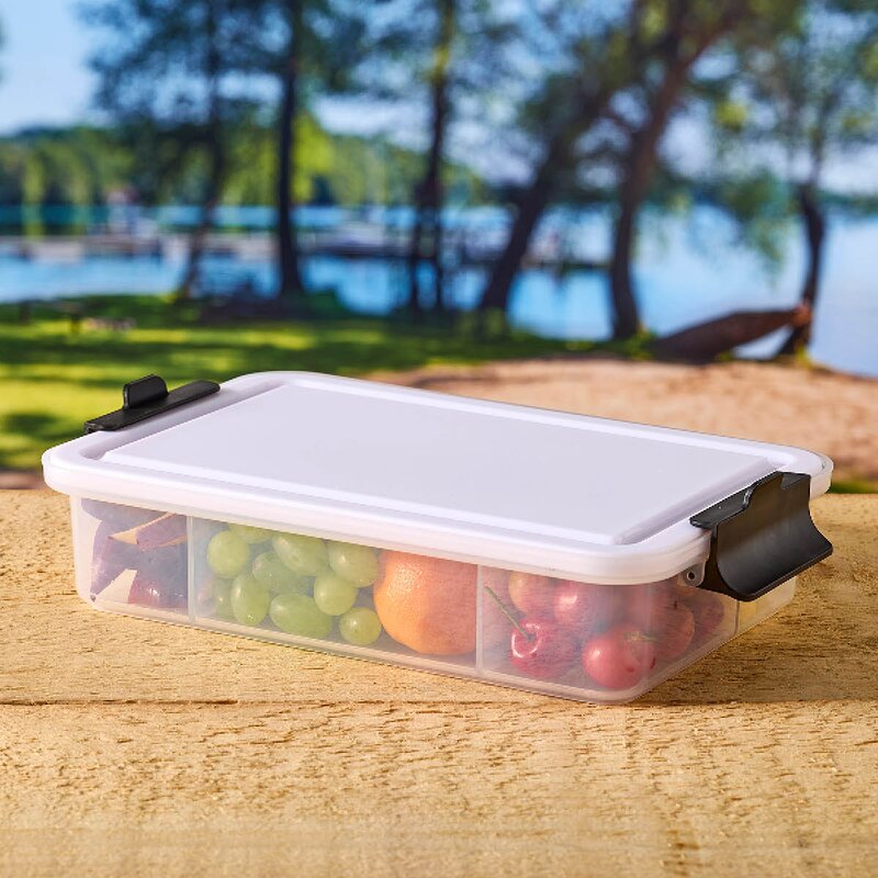 Farberware Snacklebox med 7 rom og plastbrett 20x33 cm hvit