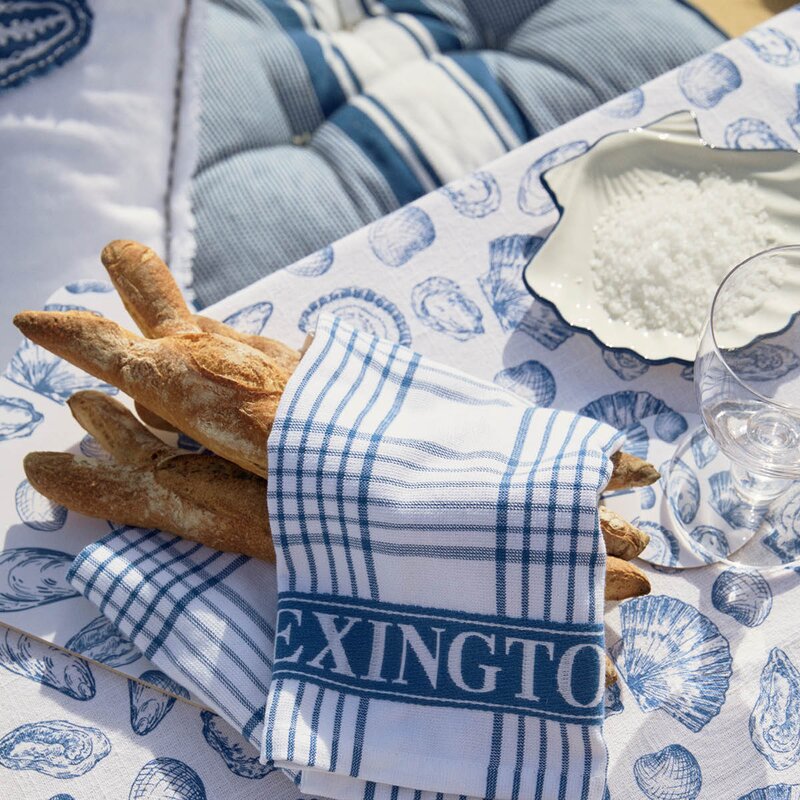 Lexington Serveringsfat 34 cm skallformet hvit/blå