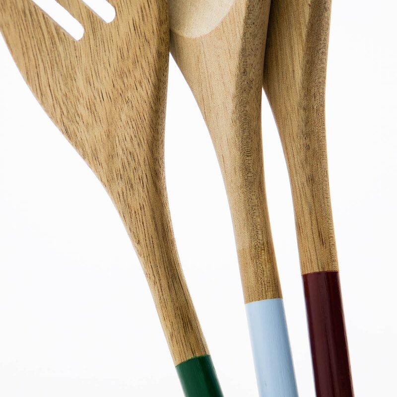 Nicolas Vahé Spoons gryteskjeer i akasie 3 stk rød/blå/grønn