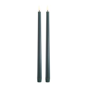 Uyuni Lighting Taper Candles slim LED-kronelys 2,3x32 cm 2 stk mørk grønn